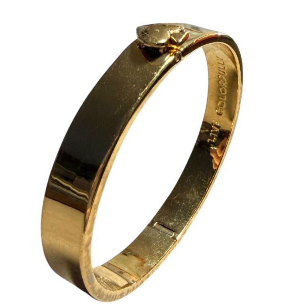 Kate Spade New York Every Day Spade Gold Tone Push Button Hinged Bangle - Picture 5 of 10